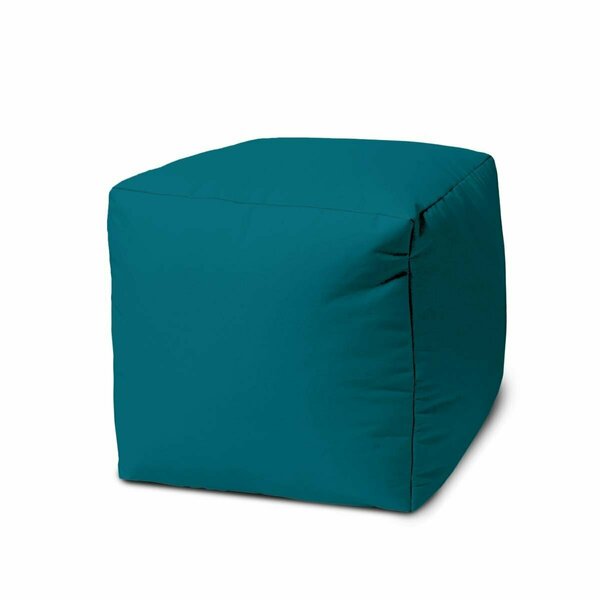 Pipers Pit 17 in. Cool Solid Color Indoor Outdoor Pouf Cover; Dark Teal PI3671209